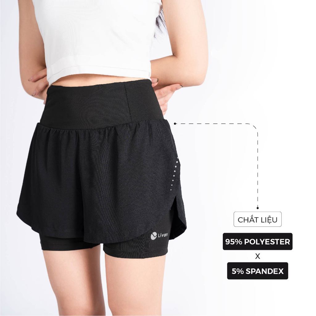 Ảnh Quần Chạy Bộ Nữ 2 Lớp LV24210201 Co Giãn Mềm Mại Livan Sport, Quần Chạy Nữ Có Cạp Đựng Xung Quanh 3