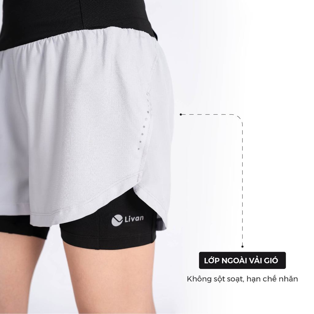 Ảnh Quần Chạy Bộ Nữ 2 Lớp LV24210201 Co Giãn Mềm Mại Livan Sport, Quần Chạy Nữ Có Cạp Đựng Xung Quanh 2