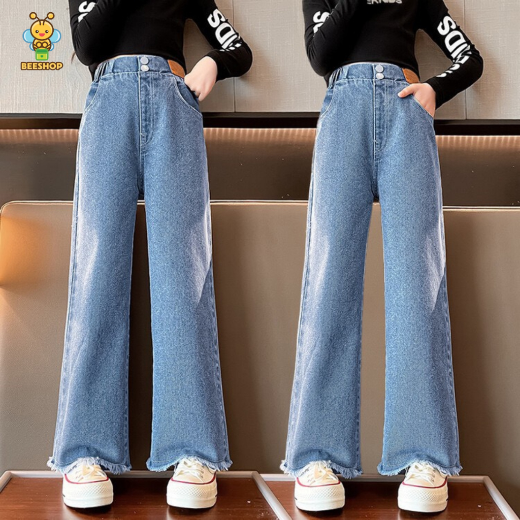 Quần jeans suông bé gái size đại thời trang trẻ em BEESHOP KM0005