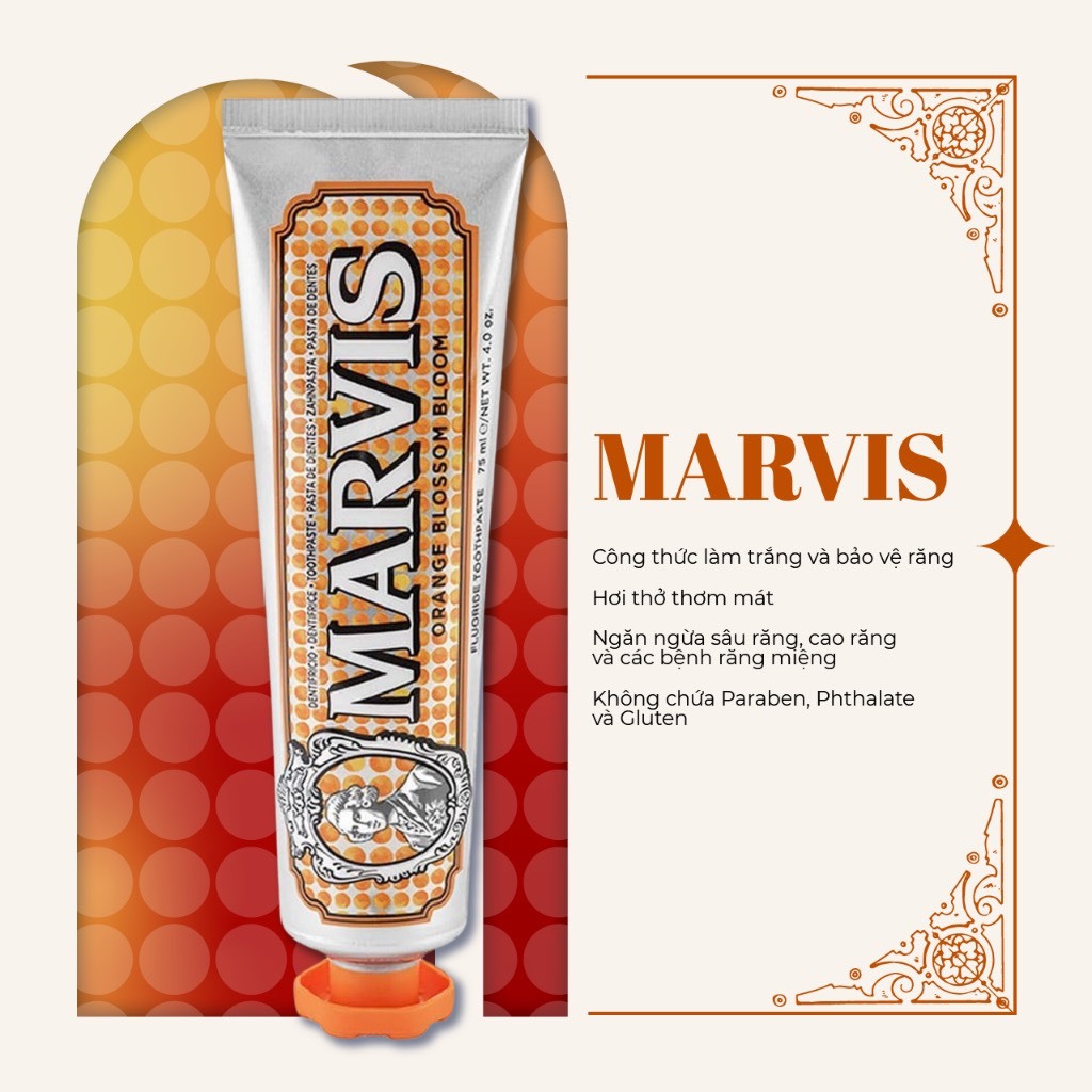 Kem Đánh Răng MARVIS Orange Blossom 75ML Vị Ngọt Ngào Của Hoa Cam