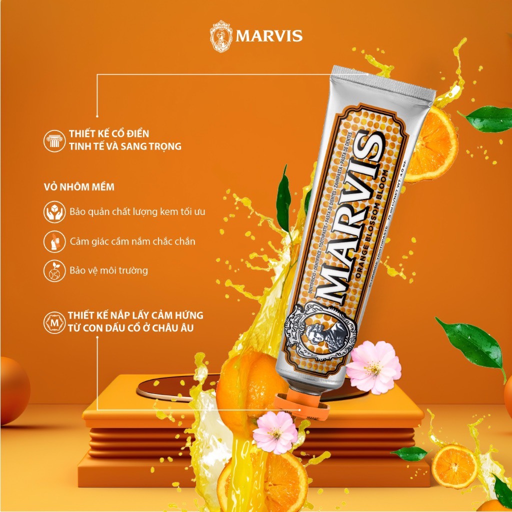 Kem Đánh Răng MARVIS Orange Blossom 75ML Vị Ngọt Ngào Của Hoa Cam