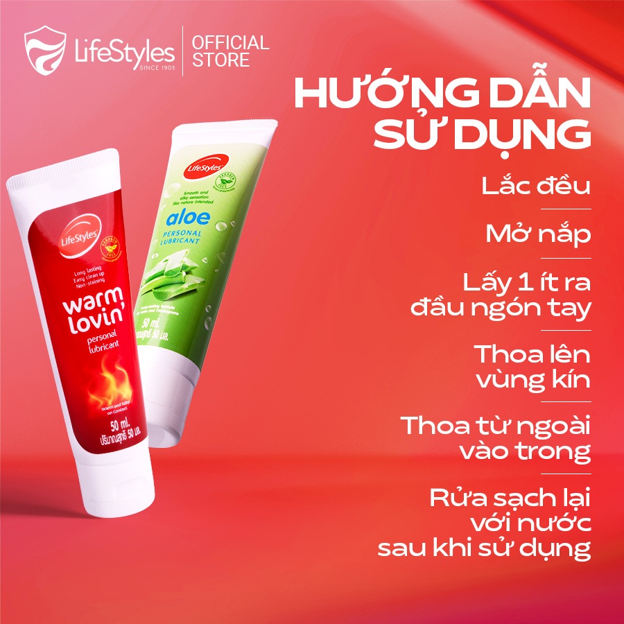 Ảnh Gel bôi trơn LifeStyles Aloe Lubricant bôi trơn quan hệ gốc nước không chứa Paraben 50ml 4