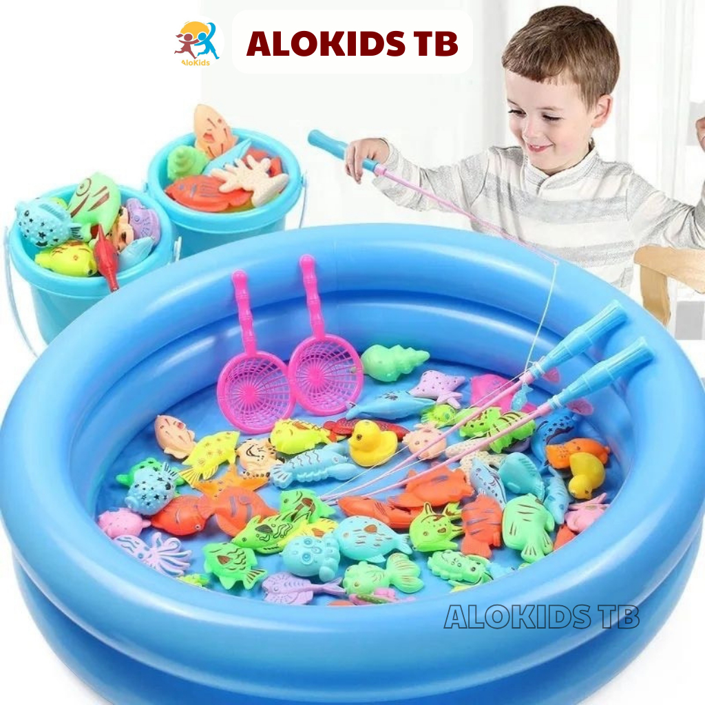 Đồ Chơi Câu Cá 42 Chi Tiết  Kèm Phao Alokid Câu Cá Nam Châm Nhựa Có Bể Hơi, Cần Câu Và Cá Size Lớn