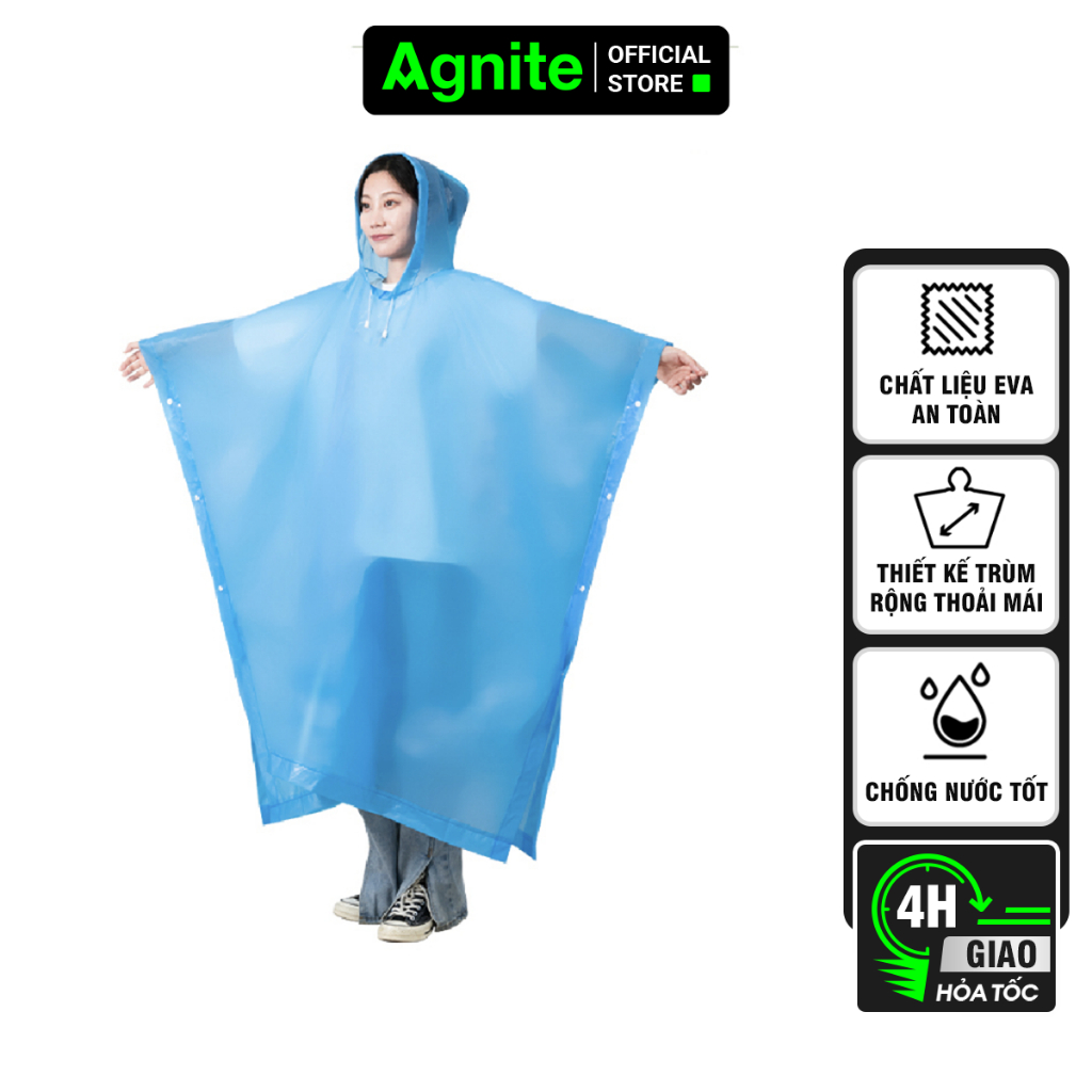 Áo mưa Agnite chất liệu EVA cao cấp - Siêu bền - Chống thấm nước tốt - Thiết kế thoải mái - Nhiều màu sắc - VS4075