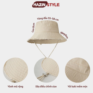 Combo 2 mũ bucket rua rua HAZIN vải KAKI nón tai bèo vành rộng cá tính dành cho nữ phong cách thời trang hàn quốc