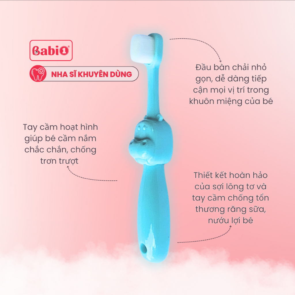 Bàn Chải Đánh Răng BABIONE Bàn Chải Lông Mềm Cho Bé Từ 2 Đến Dưới 10 Tuổi