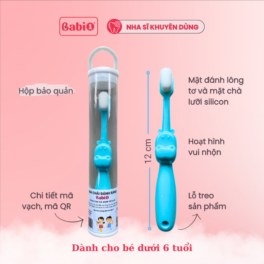 Bàn Chải Đánh Răng BABIONE Bàn Chải Lông Mềm Cho Bé Từ 2 Đến Dưới 10 Tuổi
