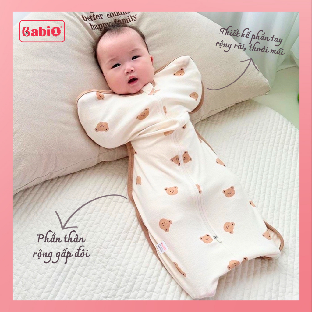 Chũn Cho Bé BABIONE Túi Ngủ Cho Bé Chất Cotton Thoáng Khí Mềm Mại Có Khoá 2 Chiều