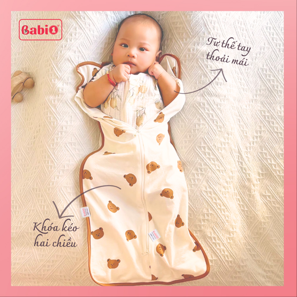 Chũn Cho Bé BABIONE Túi Ngủ Cho Bé Chất Cotton Thoáng Khí Mềm Mại Có Khoá 2 Chiều