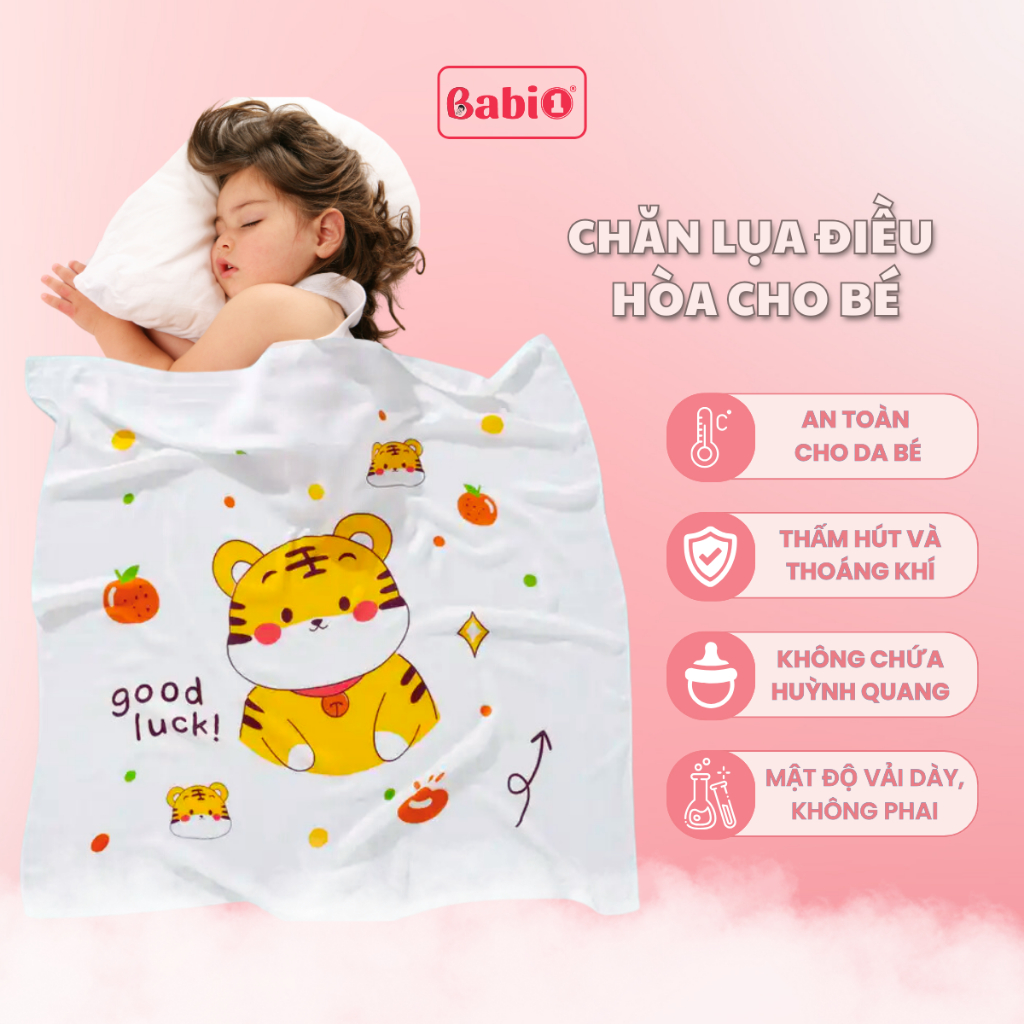 Chăn Lụa Sợi Tre BABIONE Chăn Hè Cho Bé 2 Lớp Vải Muslin May Viền Mềm Mát