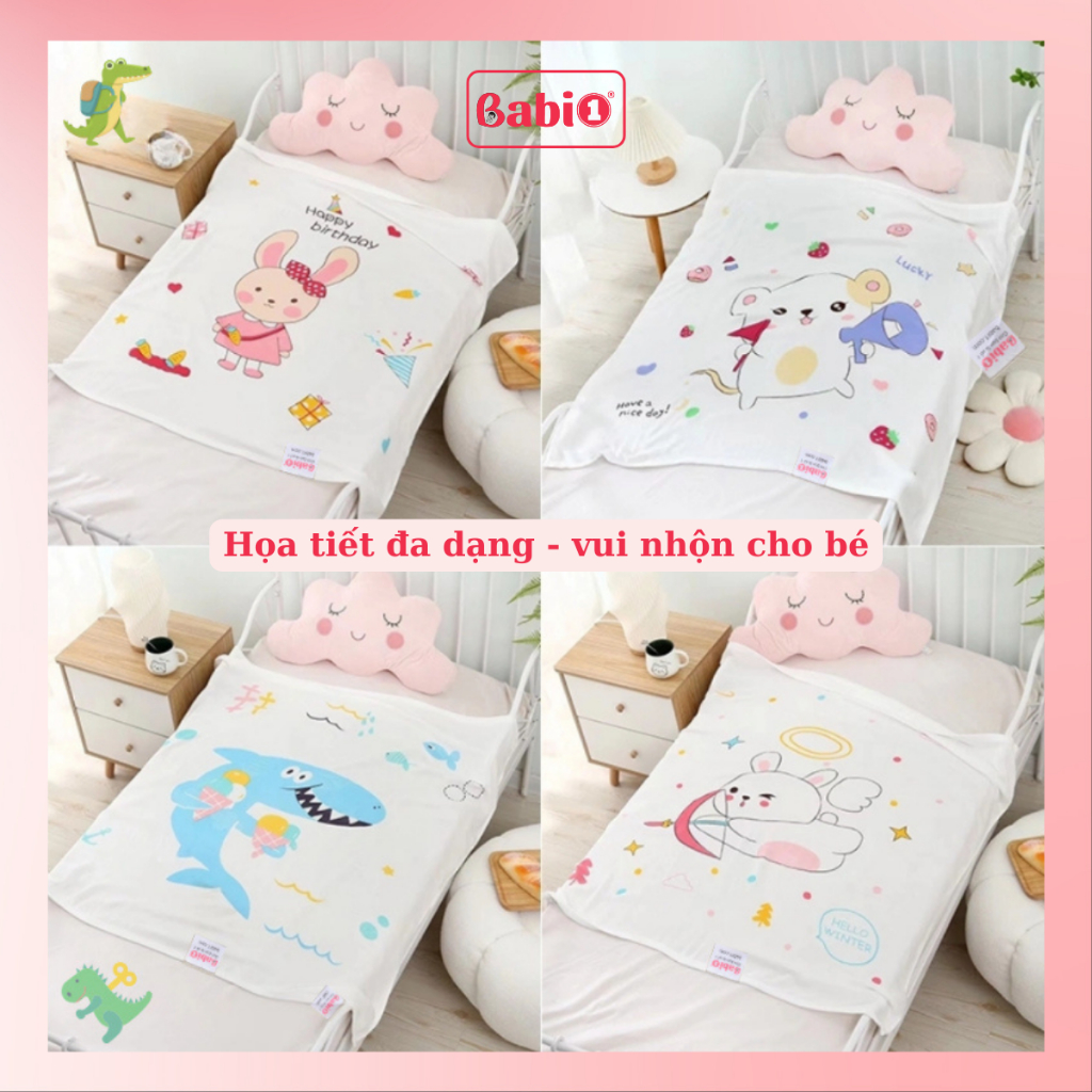 Chăn Lụa Sợi Tre BABIONE Chăn Hè Cho Bé 2 Lớp Vải Muslin May Viền Mềm Mát
