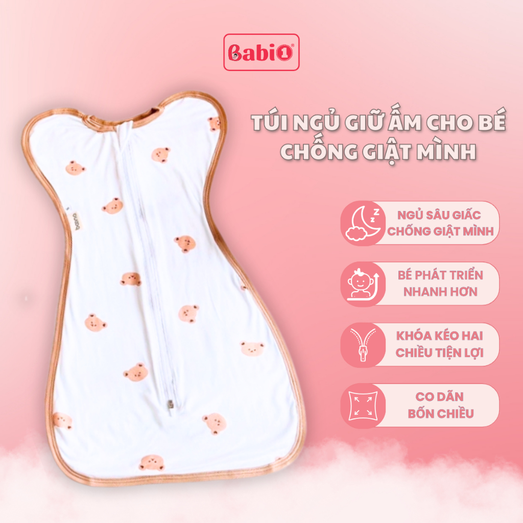 Chũn Cho Bé BABIONE Túi Ngủ Cho Bé Chất Cotton Thoáng Khí Mềm Mại Có Khoá 2 Chiều