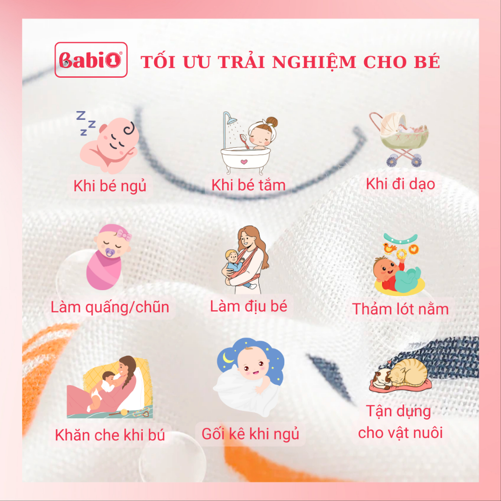 Chăn Lụa Sợi Tre BABIONE Chăn Hè Cho Bé 2 Lớp Vải Muslin May Viền Mềm Mát