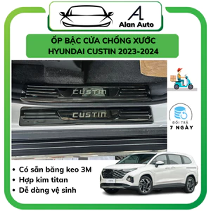 Ốp bậc cửa xe Huyndai Custin 2023, Nẹp bước chân Chất liệu Titan cao cấp.Chống xước bậc cửa