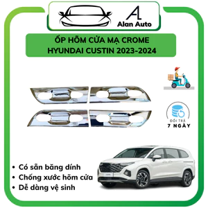 Ốp hõm cửa xe Hyundai Custin 2024, Chất liệu nhựa ABS mạ crom