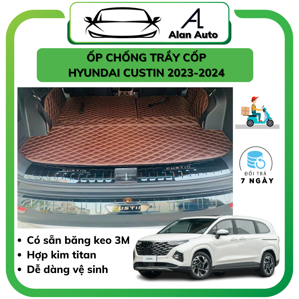 Ốp chống trầy cốp xe Hyundai Custin 2023-2024, Ốp trầy cốp Custin Mẫu Titan chống xước cao cấp