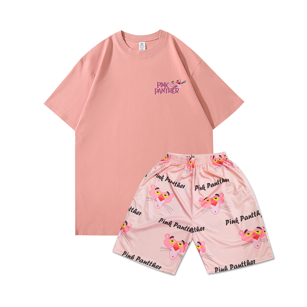 Set Bộ Quần Áo Thun Nam Nữ Dáng Rộng Unisex Hoạt Hình Báo Hồng The Pink ...