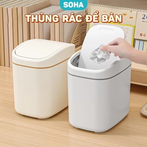 Thùng rác thông minh, thùng rác mini để bàn với nắp lật tiện lợi chất liệu ABS cao cấp TULY SHOP