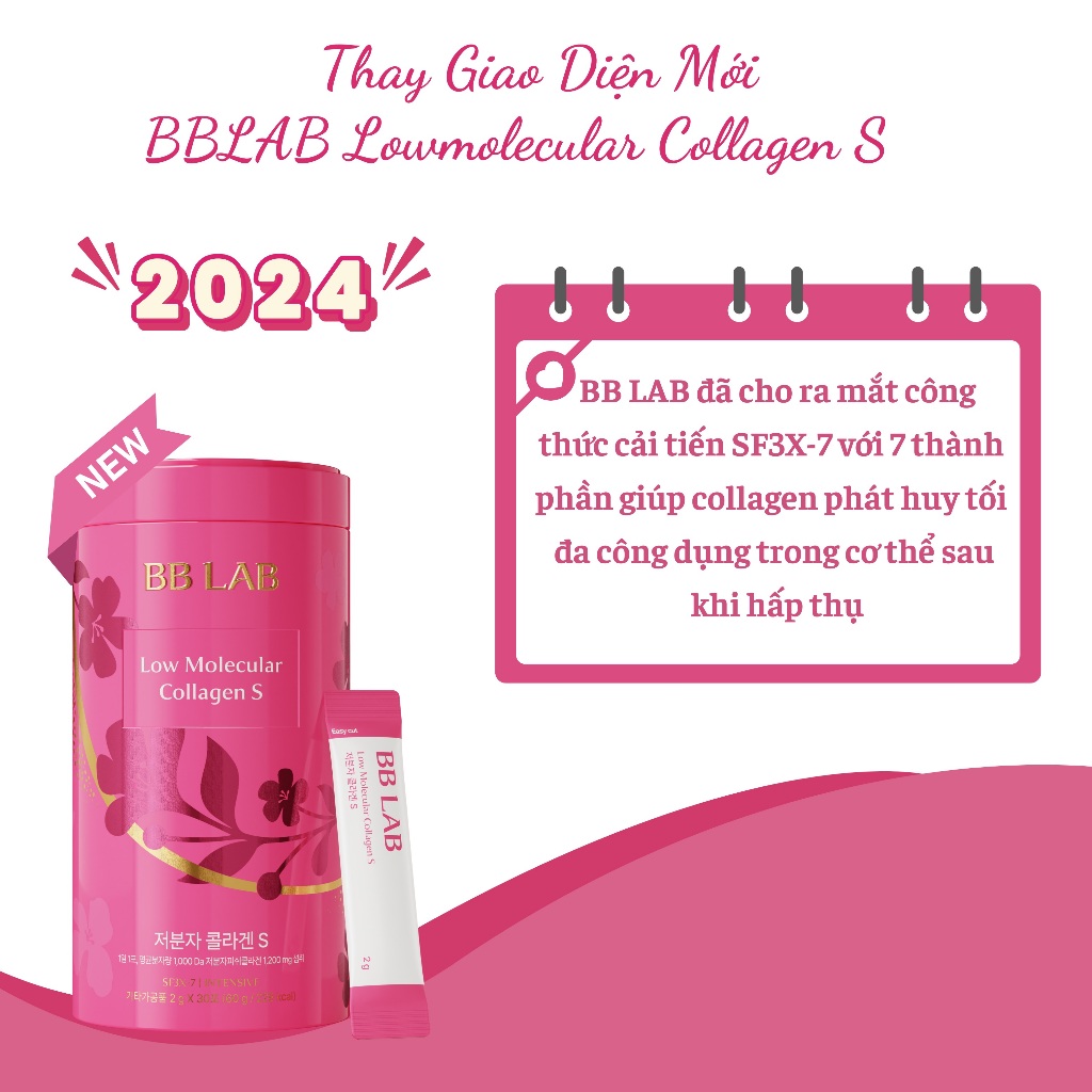 Ảnh Bột Collagen BBLAB Mẫu Mới Low Molecular Collagen S Chậm Lão Hóa Da, Sáng Da Căng Bóng, Giảm Nếp Nhăn, Mờ Nám 30 Gói/Hộp 3