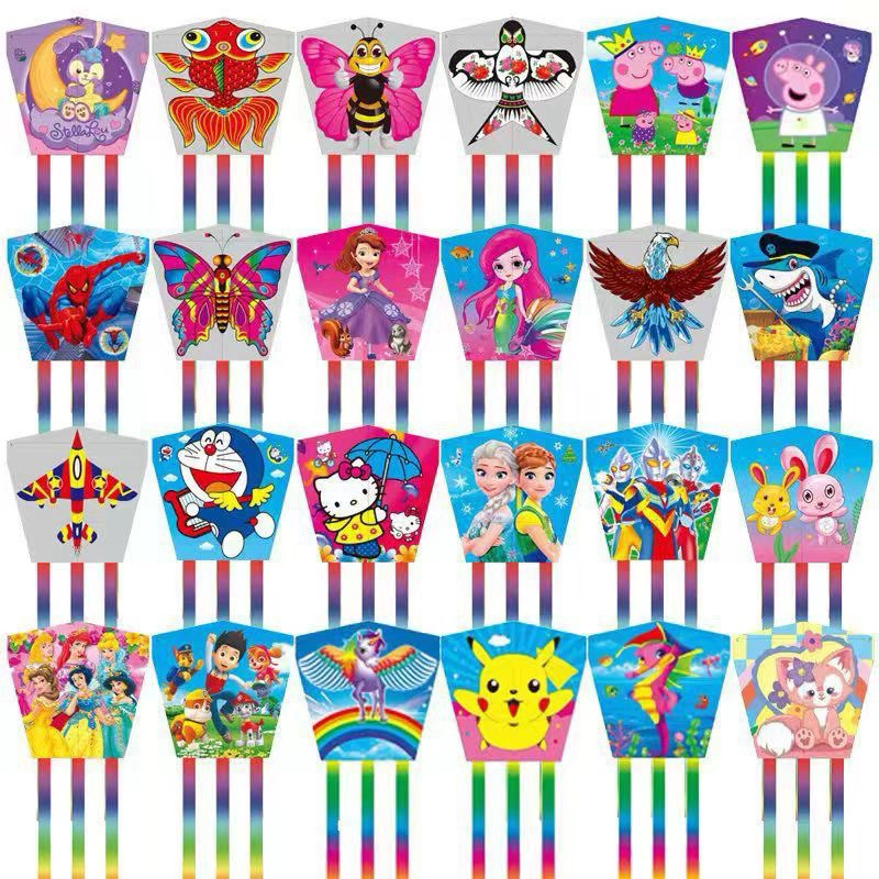 Đồ chơi diều cần câu 3D Mini cho bé Hoạ tiết hoạt hình dễ thương kèm cần câu và dây thả 50m miễn phí D017