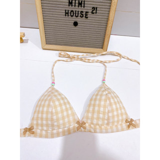Set bra đi biển style tiểu thư tone caro handmade by Mimi house