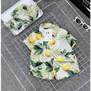 [10-30kg] Bộ đũi hoa lá đi biển cực mát cho bé trai - set quần áo cộc tay mùa hè cho bé