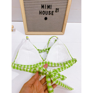 Set bra đi biển style tiểu thư tone caro handmade by Mimi house