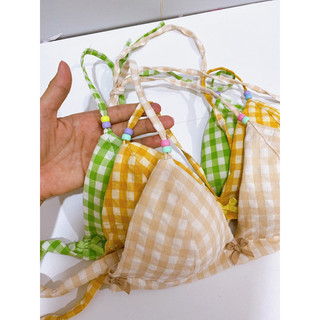 Set bra đi biển style tiểu thư tone caro handmade by Mimi house