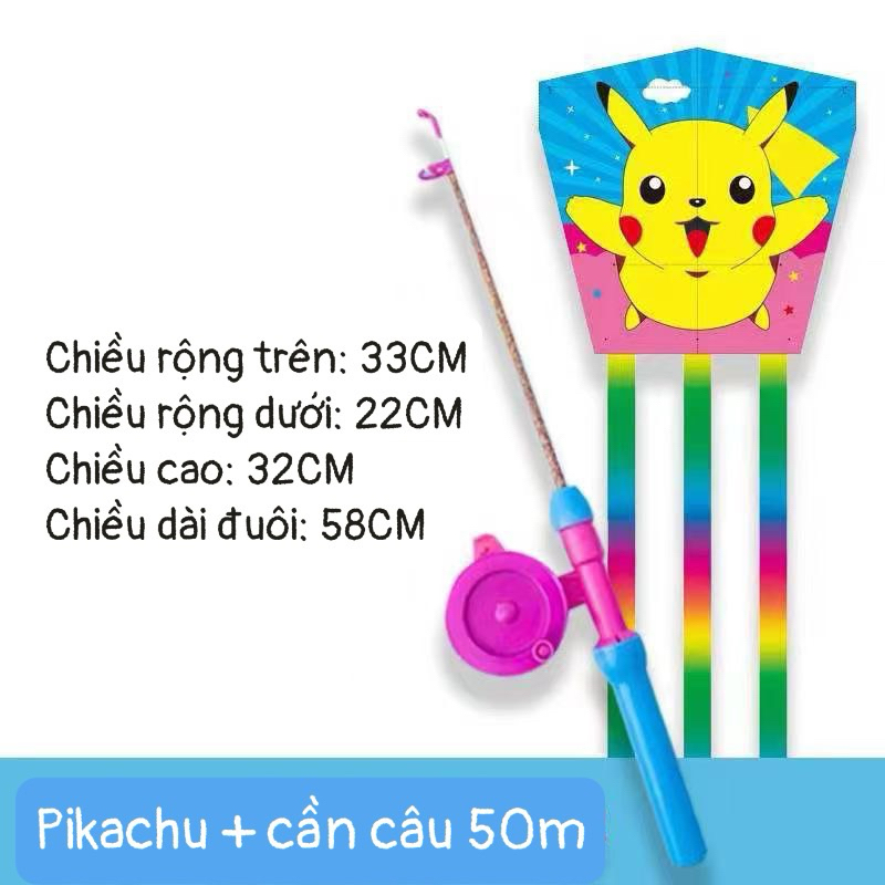 Đồ chơi diều cần câu 3D Mini cho bé Hoạ tiết hoạt hình dễ thương kèm cần câu và dây thả 50m miễn phí D017