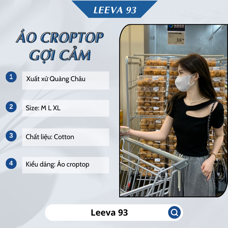 Áo croptop tay ngắn cổ tròn hở vai gợi cảm, áo thun nữ khoét vai dáng ôm body - 1050