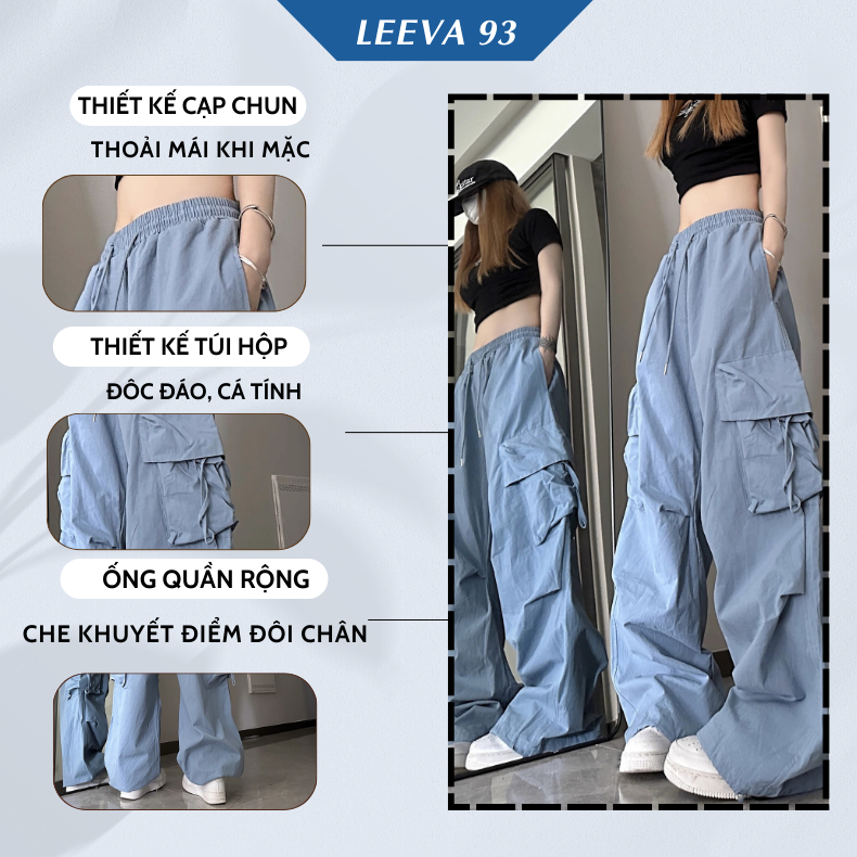 Quần kaki ống suông rộng túi hộp cạp cao nam nữ unisex, Quần dài lưng cao phối dây rút - WYP50