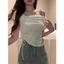Áo Trễ Vai Croptop RANSHI Phối Dây Rút Eo Ôm Body Cho Nữ Chất Tăm Thái Bền Mát Áo Lệch Vai Xinh