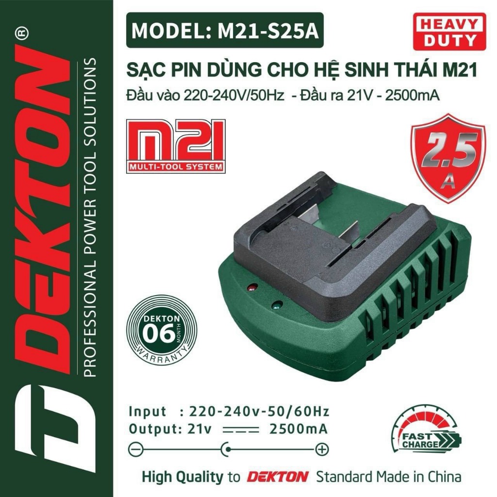 Sạc Pin Dekton M21-S25 2500mAh siêu nhanh thế hệ mới 2023