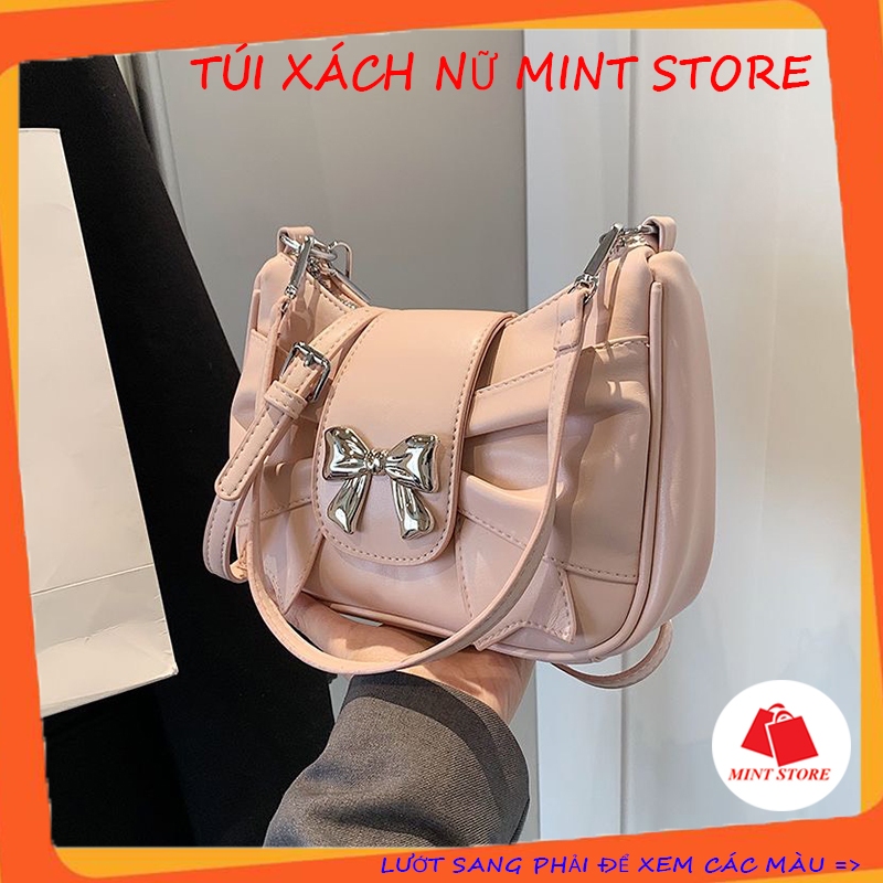Túi Xách Nữ Túi Đeo Chéo Đeo Vai Đính Nơ Dễ Thương Da Mềm Phong Cách Hàn Quốc PK 725