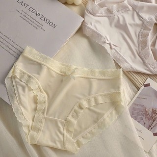 Combo 10 Quần Lót Nữ Su Lụa Phối Ren Nơ Không Viền Mềm Mại Size M L XL Mã 325