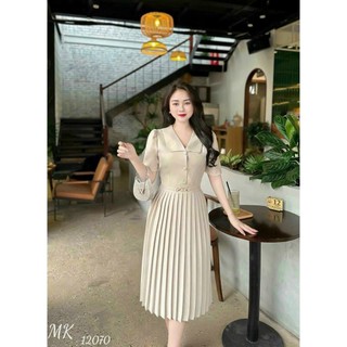 Đầm dự tiệc thiết kế dáng xoè dự tiệc chất liệu cotton lạnh phối voan, mềm mại, sang trong,thanh lịch N05