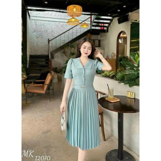 Đầm dự tiệc thiết kế dáng xoè dự tiệc chất liệu cotton lạnh phối voan, mềm mại, sang trong,thanh lịch N05