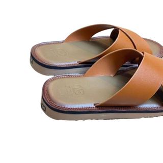 Dép da nam quai chéo Fttleather da bò cao cấp lót da kết hợp cao su cao cấp, êm chân, chống trượt