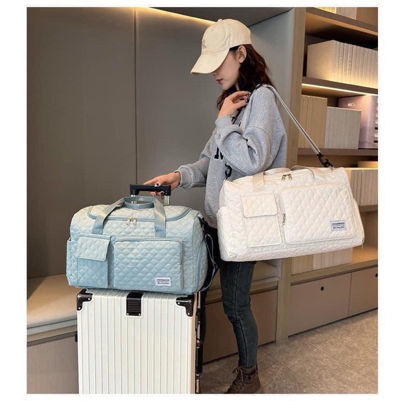 Túi Du Lịch Xách Tay Dựng Quần Áo Chống Nước Cỡ Lớn, Túi Xách Đựng Đồ Đa Năng Có Quai Cài Vali và Ngăn Đựng Giày Du Lịch