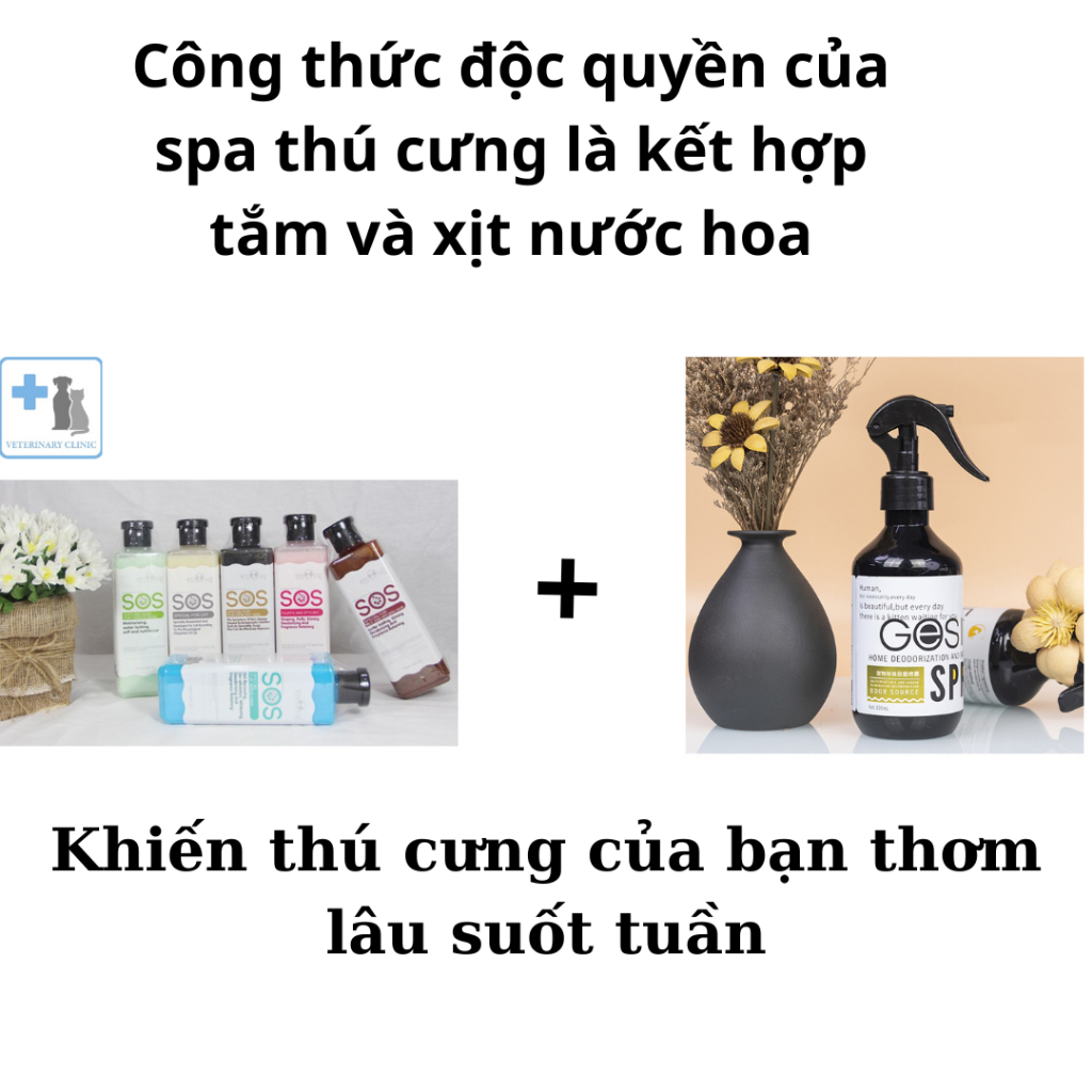 sữa tắm cho chó, mèo SOS - Thơm lâu - Dưỡng lông, mượt lông-Chống ve rận