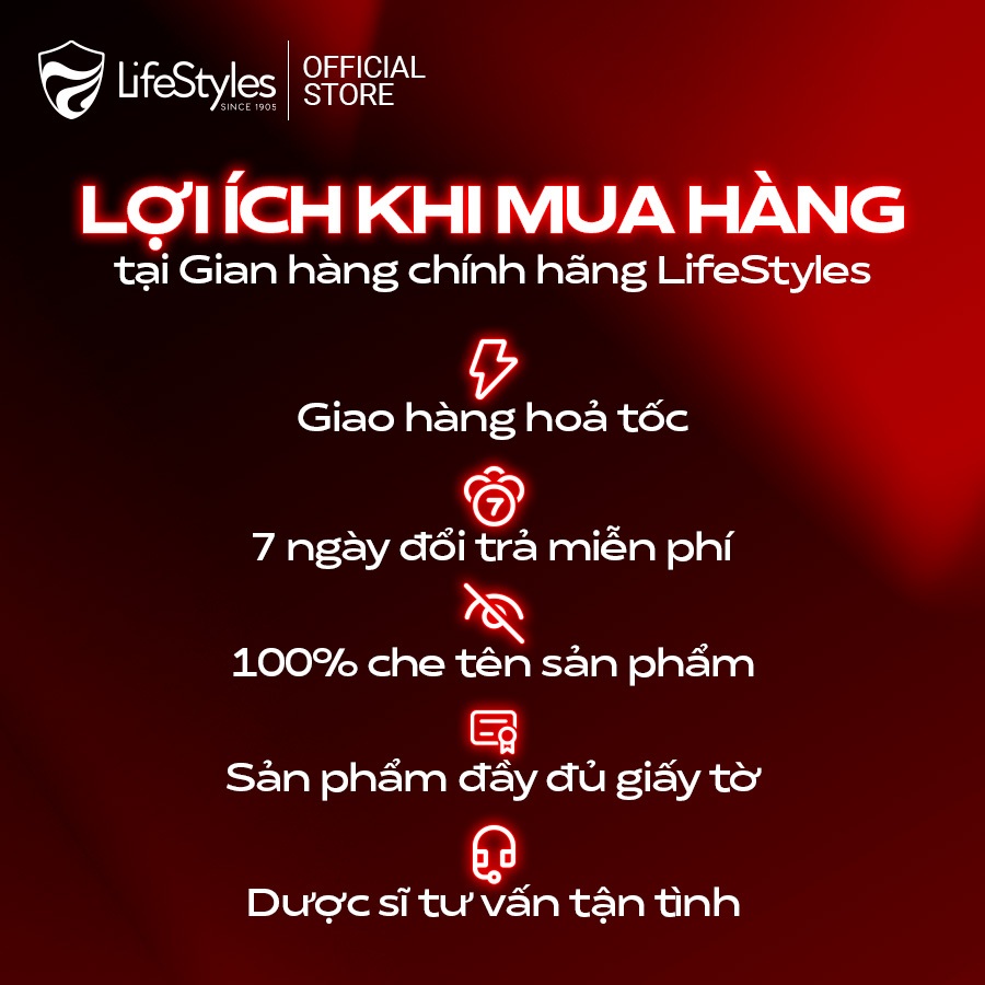 Ảnh Bao cao su LifeStyles siêu mỏng, kéo dài thời gian quan hệ, bao cao su gân gai, hộp 3 bcs/12 bcs 2