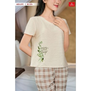 Đồ bộ nữ CARDINA chất liệu đũi bamboo cổ tim form basic kiểu dáng đơn giản thoải mái trẻ trung 4BDL03
