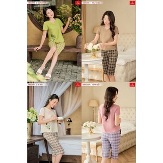 Đồ bộ nữ CARDINA chất liệu đũi bamboo cổ tim form basic kiểu dáng đơn giản thoải mái trẻ trung 4BDL03