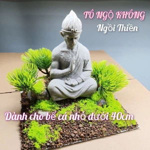 Mô hình tiểu cảnh trang trí bể cá cảnh, bể thủy sinh, bể bán cạn. Tiểu cảnh đã gắn liền với tượng Tô Ngộ Không