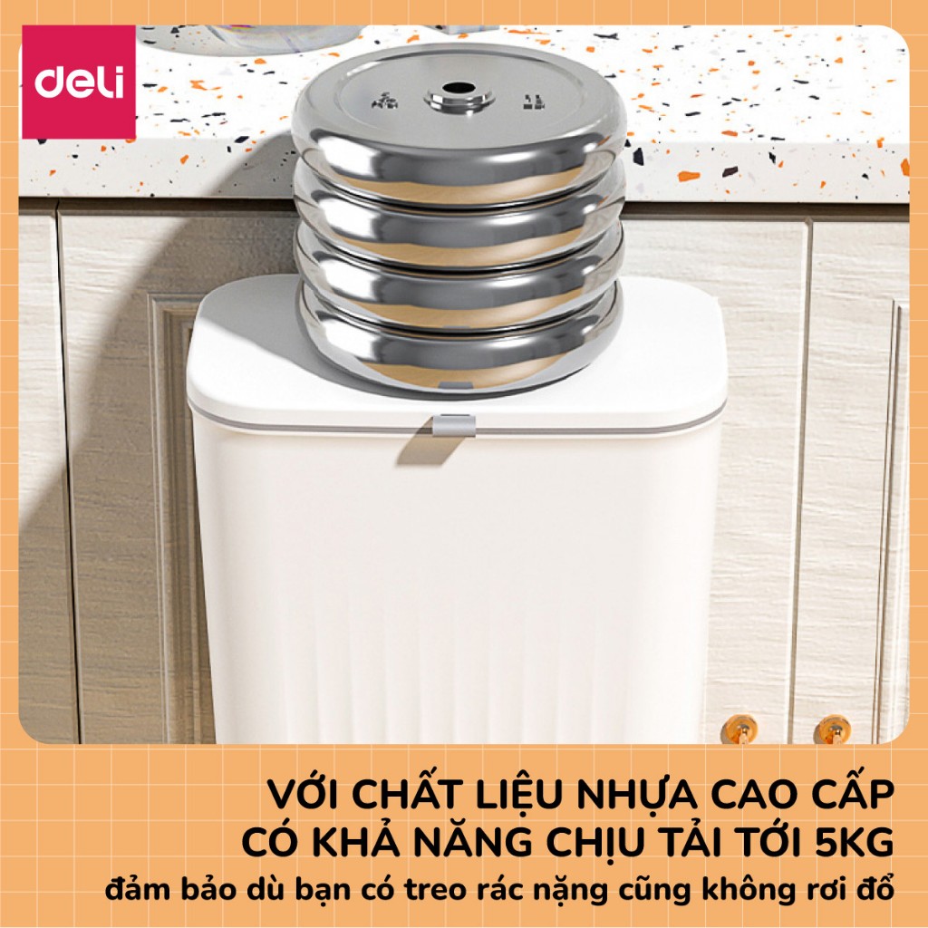 [𝐕𝐨𝐮𝐜𝐡𝐞𝐫𝟑𝟎𝐤] Thùng rác treo tủ bếp mở hai chiều 9L kèm quai có nắp giữ túi thùng rác gắn tường cho nhà bếp