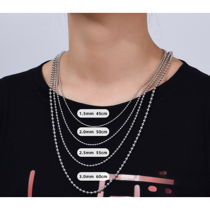 Dây chuyền nam nữ unisex inox bi tròn cỡ nhỏ nhiều size không gỉ