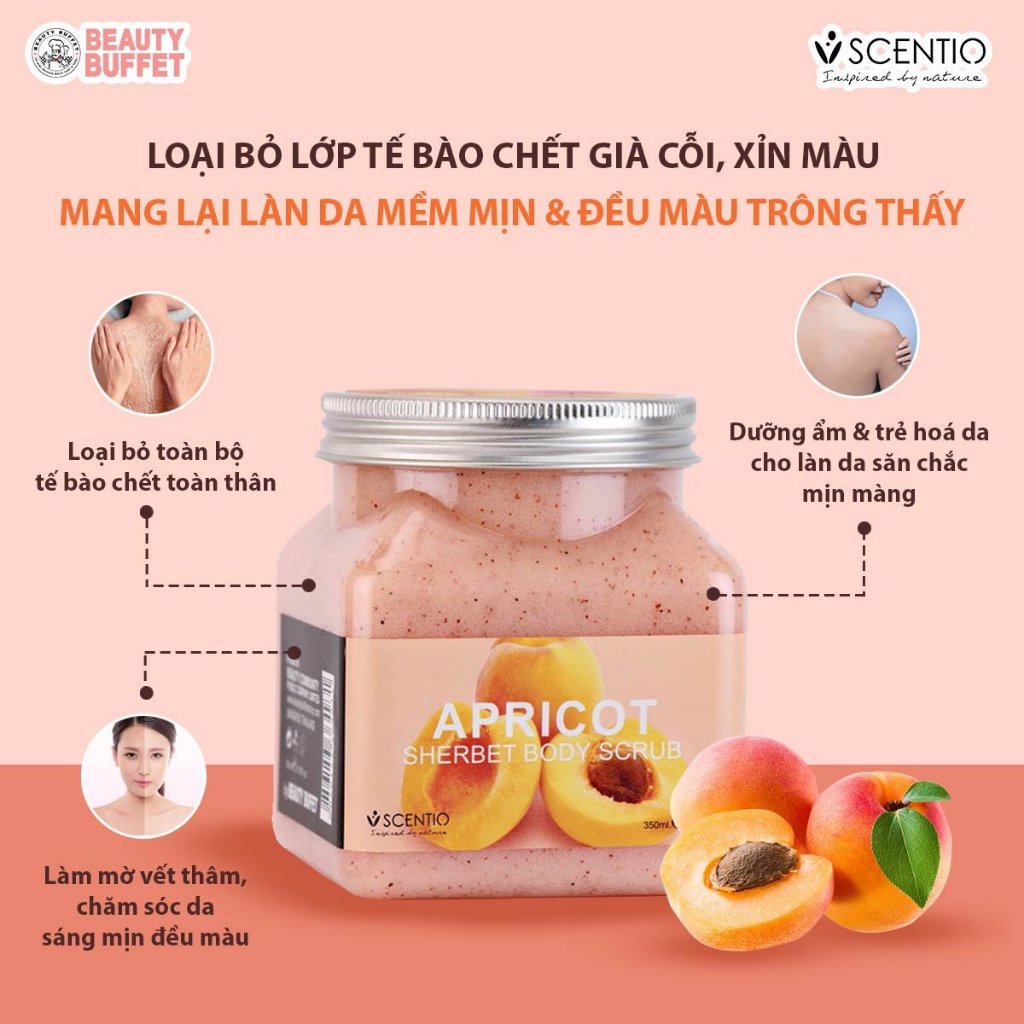Ảnh Tẩy tế bào chết toàn thân quả mơ Scentio Apricot Sherbet Body Scrub 350ml 3