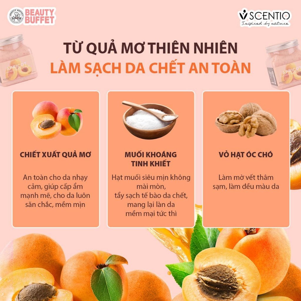 Ảnh Tẩy tế bào chết toàn thân quả mơ Scentio Apricot Sherbet Body Scrub 350ml 4