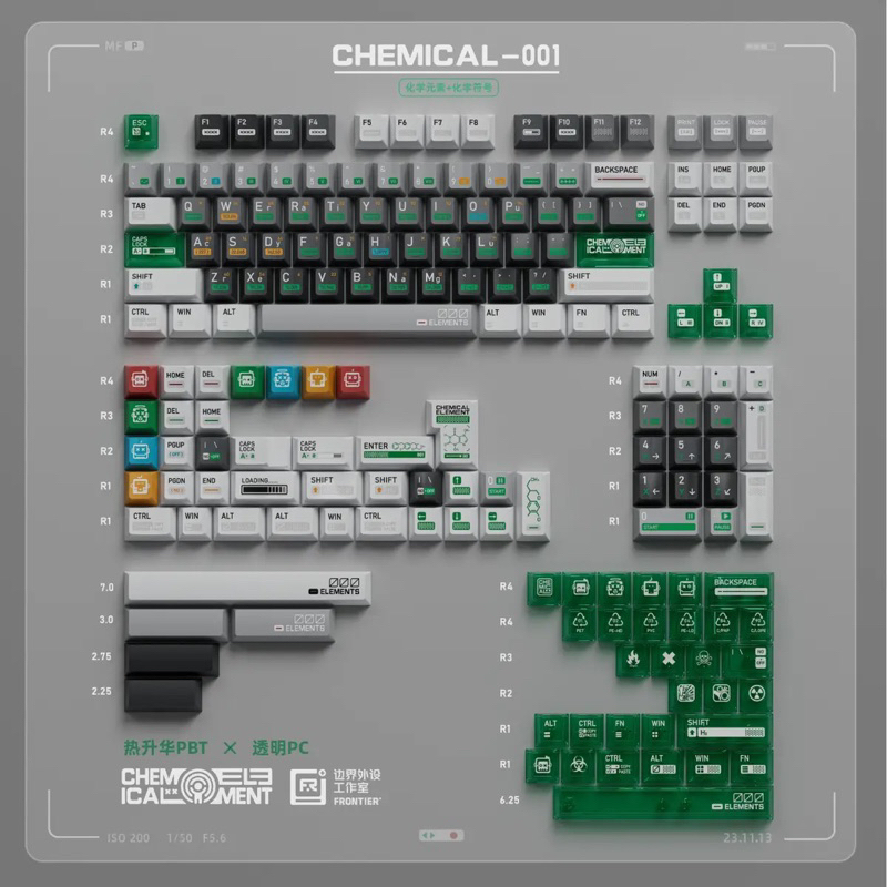 [GIAO NGAY] KEYCAP Border Chemistry / Chemical 003 / 173 nút kết hợp PBT và in Transparent PC | BigBuy360 - bigbuy360.vn
