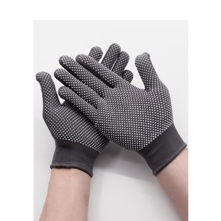 SET 12 Đôi Găng Tay Lao Động Có Hạt Chống Trơn Trượt Màu Xám và Đen Co Giãn - Bao Tất Tay Bảo Hộ Nam Nữ Giá Sỉ Rẻ